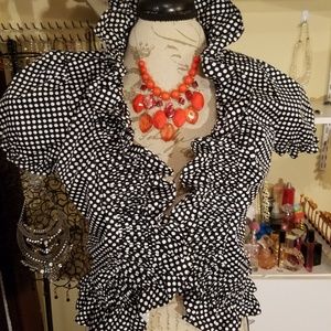 Polka dot ruffle shrug & necklace